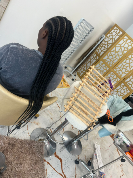 Straight-back long cornrows